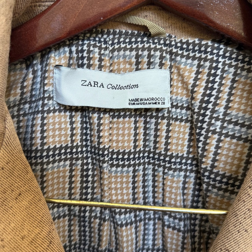 Zara Collection Brown Flecked Double Breasted Long Blazer Coat Women's Medium - Picture 3 of 10
